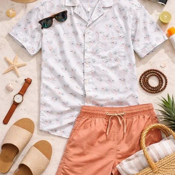 100% Cotton - Flamingo Print Button Up Shirt - Charlie Jones Size S - USA Made - Picture 2 of 5